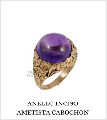 ANELLO INCISO  AMETISTA CABOCHON