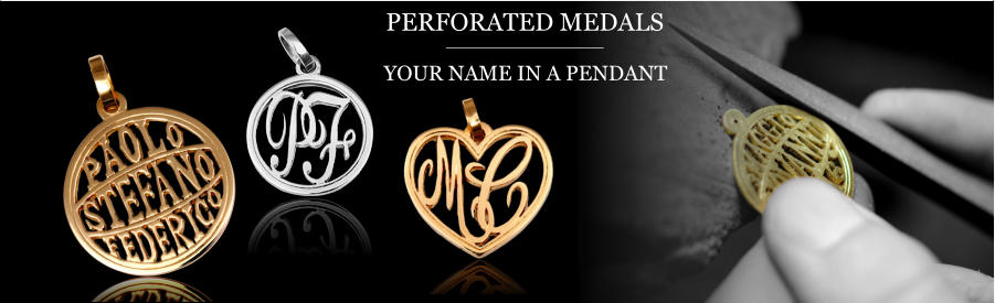 PERFORATED MEDALS   YOUR NAME IN A PENDANT