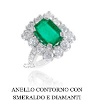 ANELLO CONTORNO CON  SMERALDO E DIAMANTI