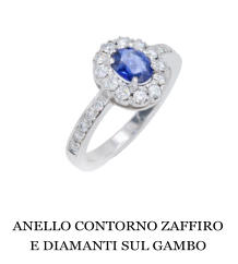 ANELLO CONTORNO ZAFFIRO E DIAMANTI SUL GAMBO