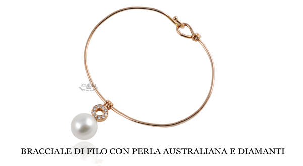 BRACCIALE DI FILO CON PERLA AUSTRALIANA E DIAMANTI