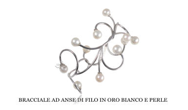 BRACCIALE AD ANSE DI FILO IN ORO BIANCO E PERLE