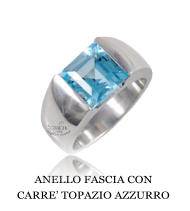 ANELLO FASCIA CON CARRE’ TOPAZIO AZZURRO