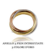 ANELLO 3 FEDI INTRECCIATE 3 COLORI D’ORO