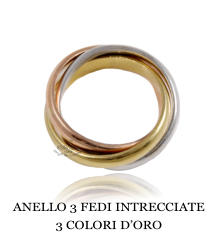 ANELLO 3 FEDI INTRECCIATE 3 COLORI D’ORO