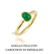 ANELLO FILO CON  CABOCHON DI SMERALDO