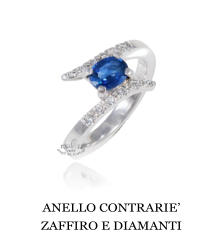 ANELLO CONTRARIE’ ZAFFIRO E DIAMANTI