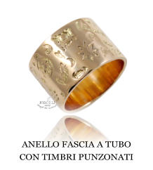 ANELLO FASCIA A TUBO  CON TIMBRI PUNZONATI