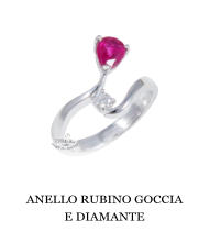 ANELLO RUBINO GOCCIA E DIAMANTE
